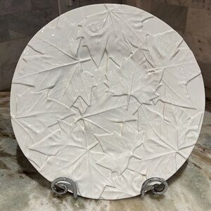 Bordallo Pinheiro White Maple Leaf 13.5” Platter  Portugal For Pottery Barn